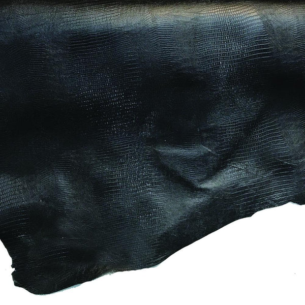Lizard Print Black Lining Leather Hide - 2 oz Cowhide Split - 8-13 Square Feet - Deer Shack