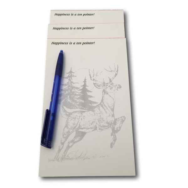 Ten Pointer Buck Whitetail Deer Memo Pads - 3 Pack of Notepads - Deer Shack