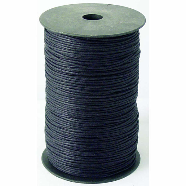 Black Waxed Cotton Cord Lace Spool - 1mm x 100 yards - 2mm x 100 yards - 2mm x 288 yards - Deer Shack