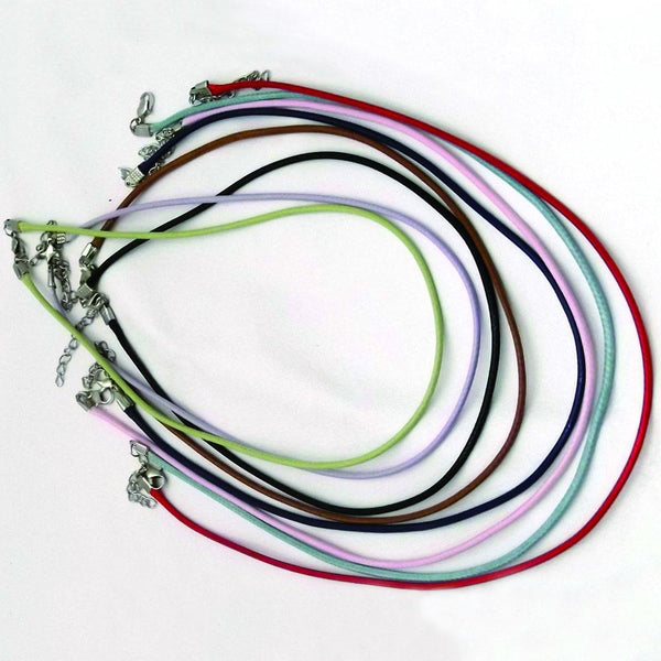 Braided Waxed Cords - Necklace Craft Supplies with Chain & Clasp - 16" to 24" Jewelry - 12 Pack - Deer Shack
