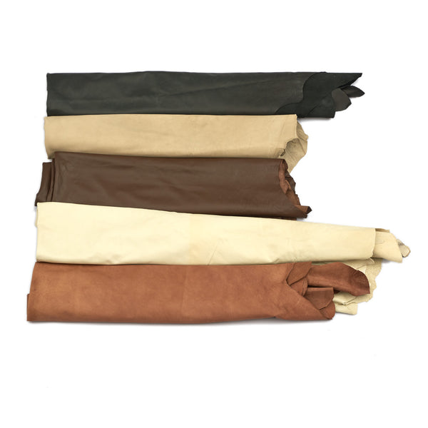 Extra Large Assorted Upholstery Leather Hides - 50-60 Square Feet - B+ Grade - Deer Shack