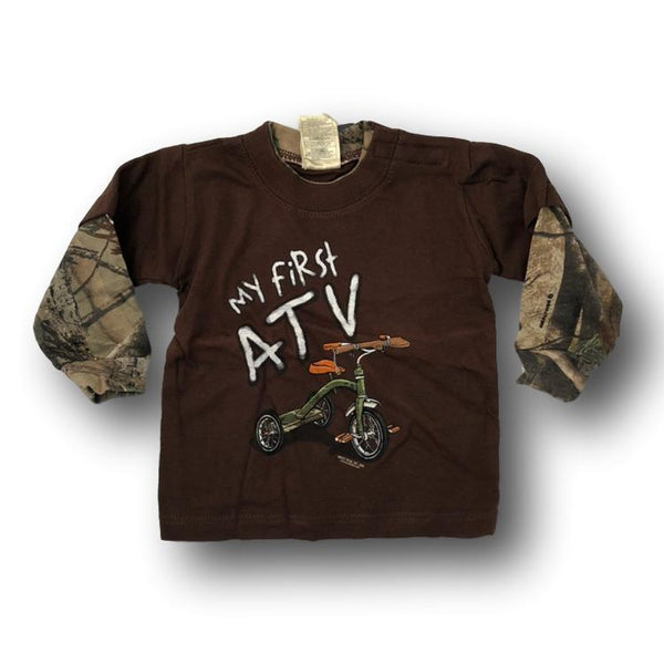 "My First ATV" Little Hunter Brown & Camo Long Sleeve Tshirt - 12 Months - 18 Months - Deer Shack